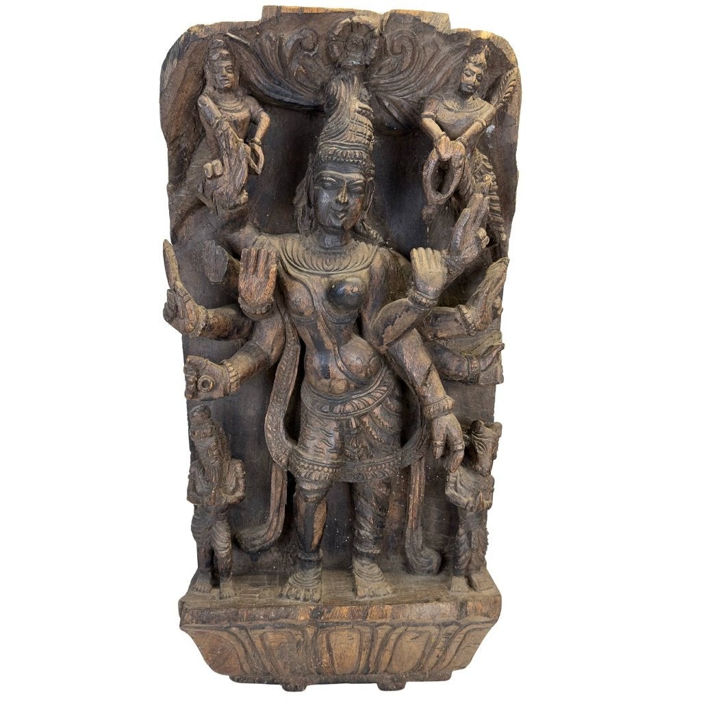 Tempelpaneel – Ardhanarishvara – Indiaas hout, Antiek en Kunst, India, Ophalen of Verzenden, Wanddecoratie, Hout