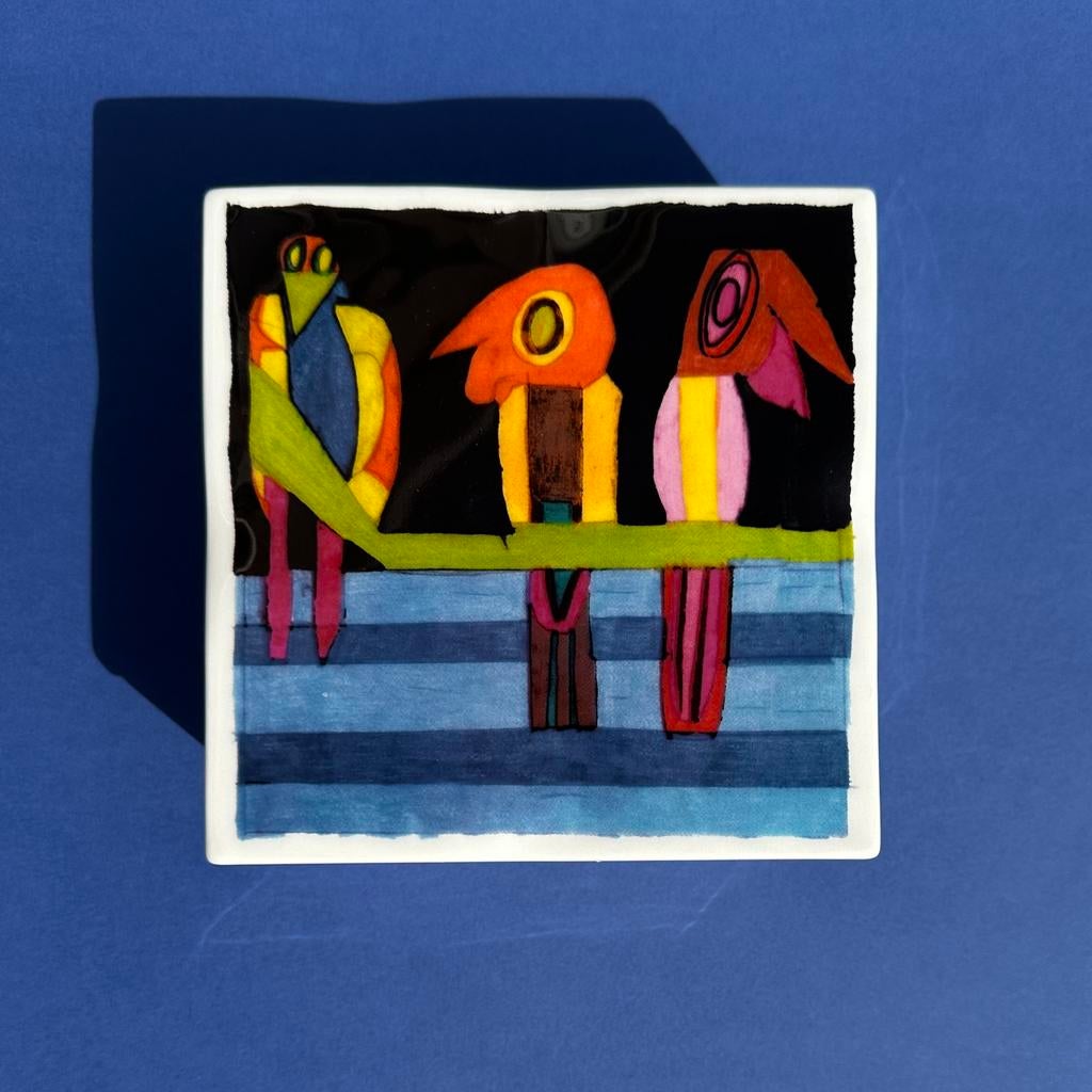 Decoratief keramiek doosje met deksel - vogelmotief, Ophalen of Verzenden