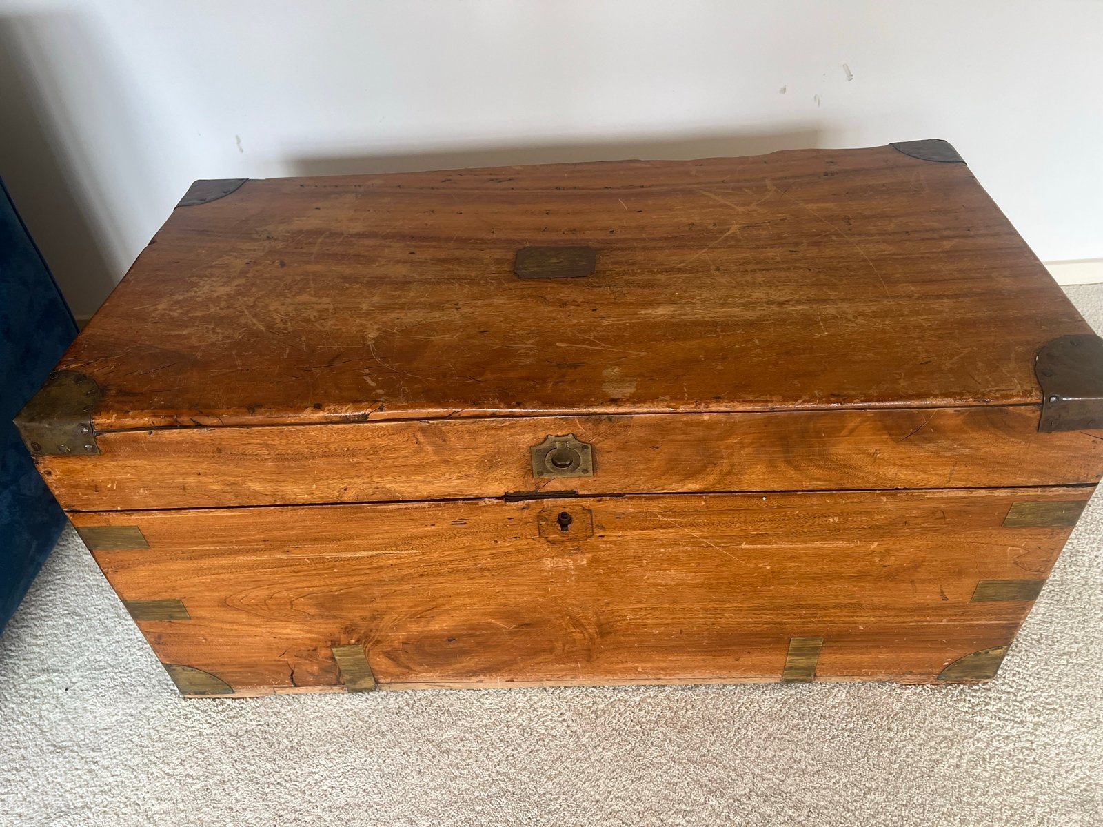 Antieke houten kist dekenkist scheepskist, Ophalen, Minder dan 50 cm, Gebruikt, 100 tot 150 cm