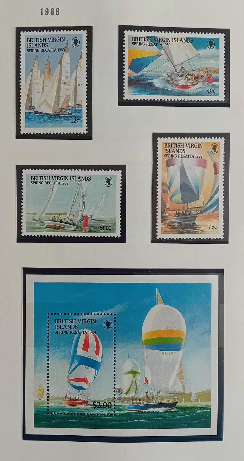 Brits Virgin Islands  serie en Blokje 1989 Regatta, Postzegels en Munten, Ophalen of Verzenden, Postfris, Sport