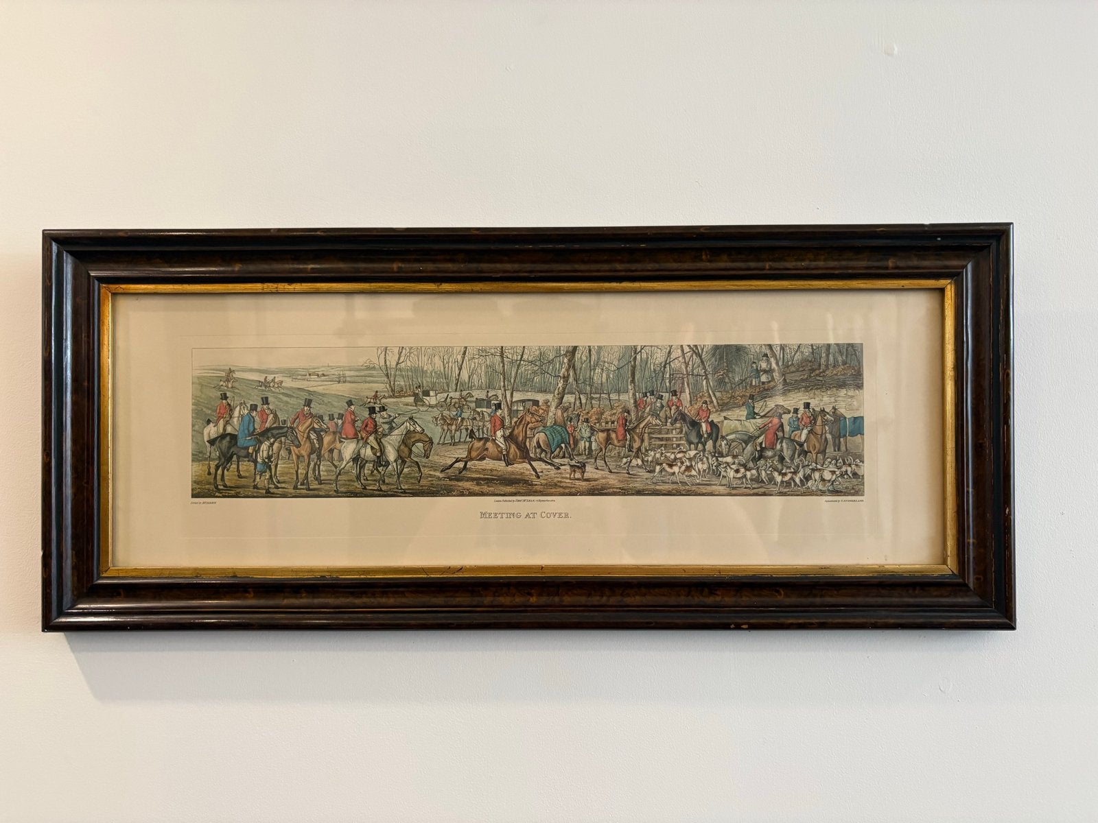Antieke jachttaferelen: 'Meeting at Cover' en 'End of the Hu, Antiek en Kunst, Kunst | Schilderijen | Klassiek, Ophalen, Dieren