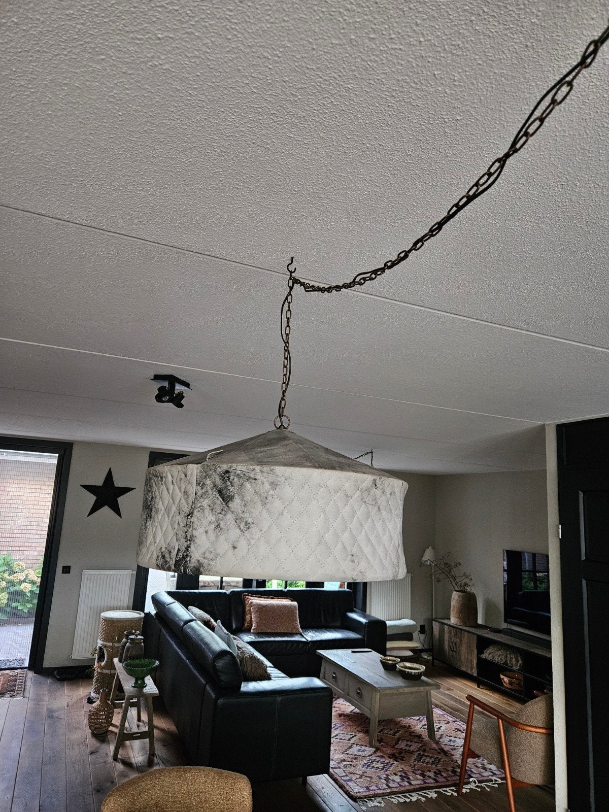Hoffz Farah Leren Hanglamp - Sober Landelijk Stoer, Huis en Inrichting, Ophalen, Overige materialen, Landelijk, Industrieel, Stoer
