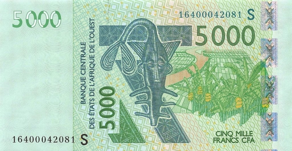 W.A.S. (S) Guinea-Bissau 5000 Francs 2016 Unc, Ophalen of Verzenden, Overige landen, Los biljet