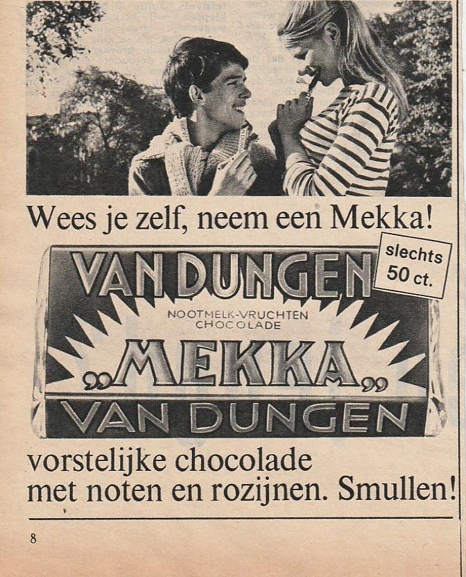 Retro reclame 1962 Van Dungen Mekka chocolade vorstelijk, Verzamelen, Retro, Verzenden, Overige typen
