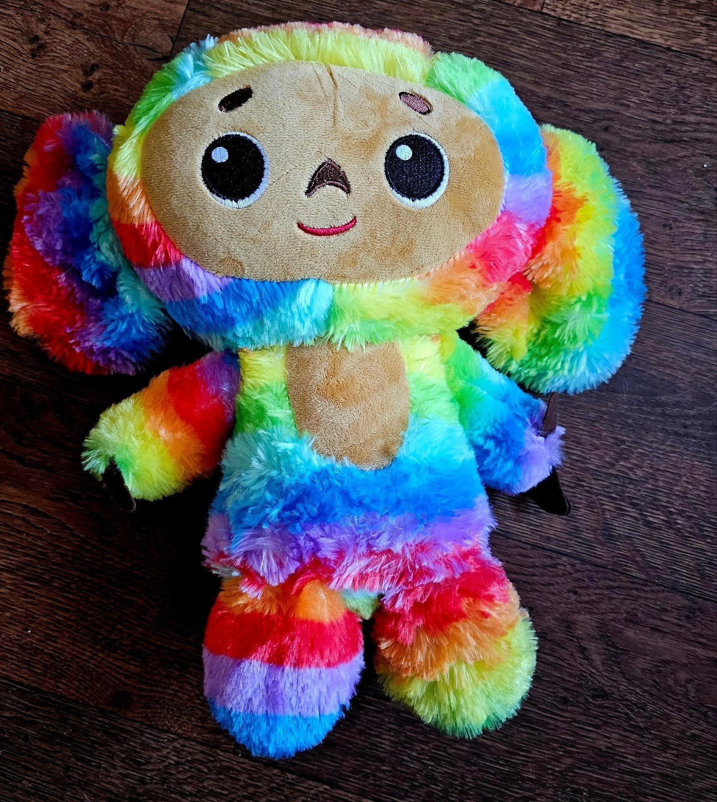 Knuffel Grote Ogen Aap - Regenboog Kleuren, Kinderen en Baby's, Speelgoed | Knuffels en Pluche, Nieuw, Ophalen of Verzenden, Middelgroot (20 tot 80 cm)