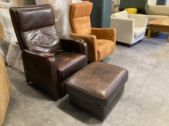 hocker poef voetenbank echt leer bruin ALS NIEUW, Huis en Inrichting, Ophalen, 50 tot 75 cm, Leer, Zo goed als nieuw