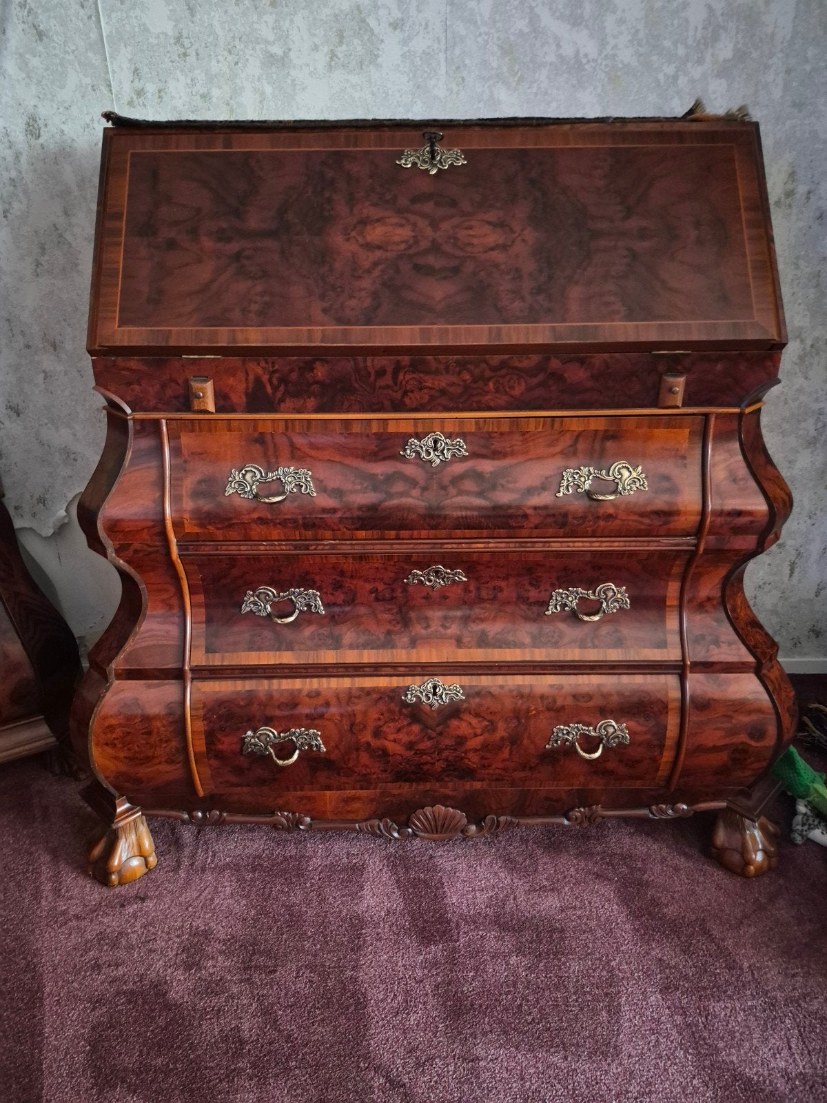 Antiek Biedermeier secretaire met ladeblok, Ophalen of Verzenden