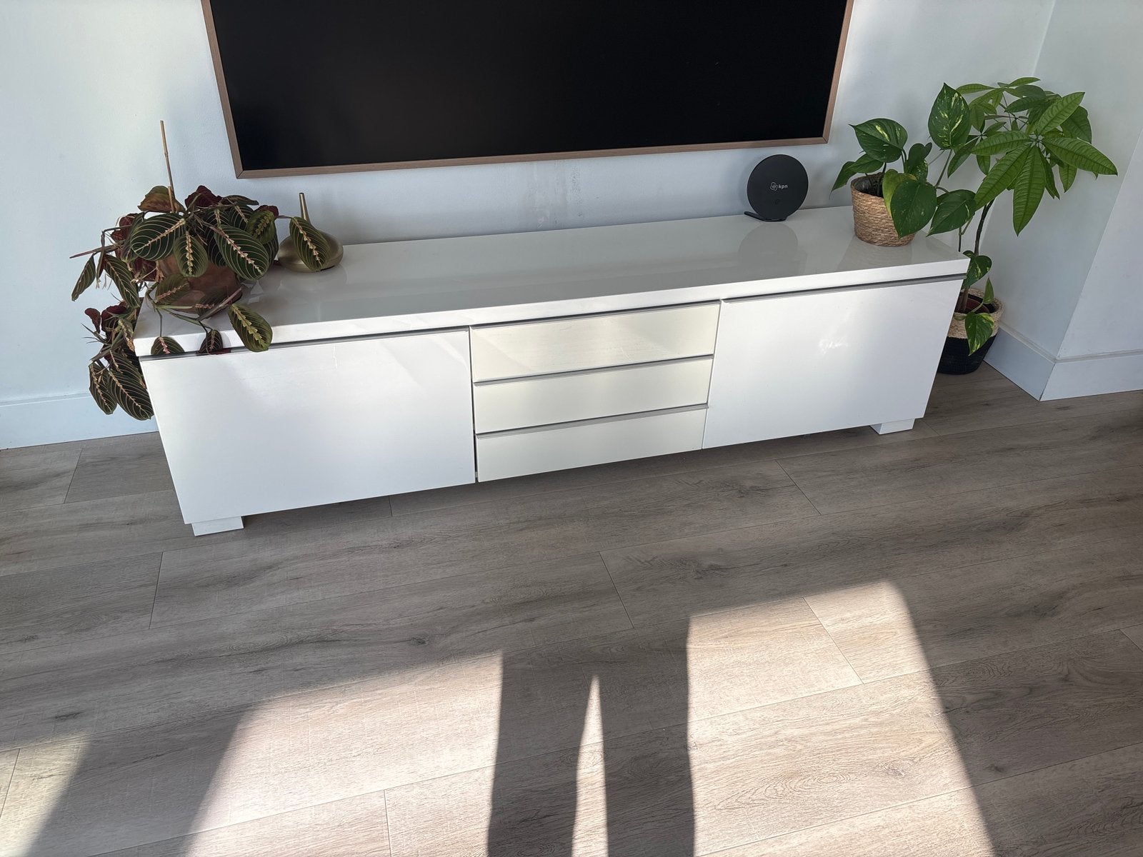 IKEA TV meubel wit - B180 x H48 x D41 cm, Ophalen, Gebruikt, 150 tot 200 cm, Minder dan 100 cm