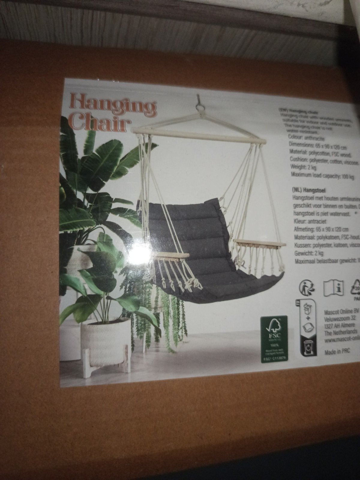 Hangstoel Antraciet - Nieuw in originele verpakking, Ophalen, Nieuw