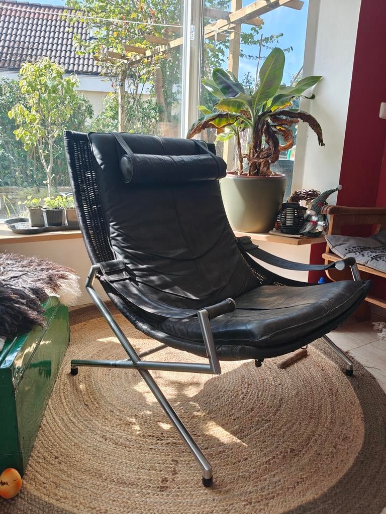 Comfortabele Lounge Stoel Gerard van den Berg (1980), Huis en Inrichting, Stoelen, Ophalen, Gebruikt, Zwart, Vintage, Design