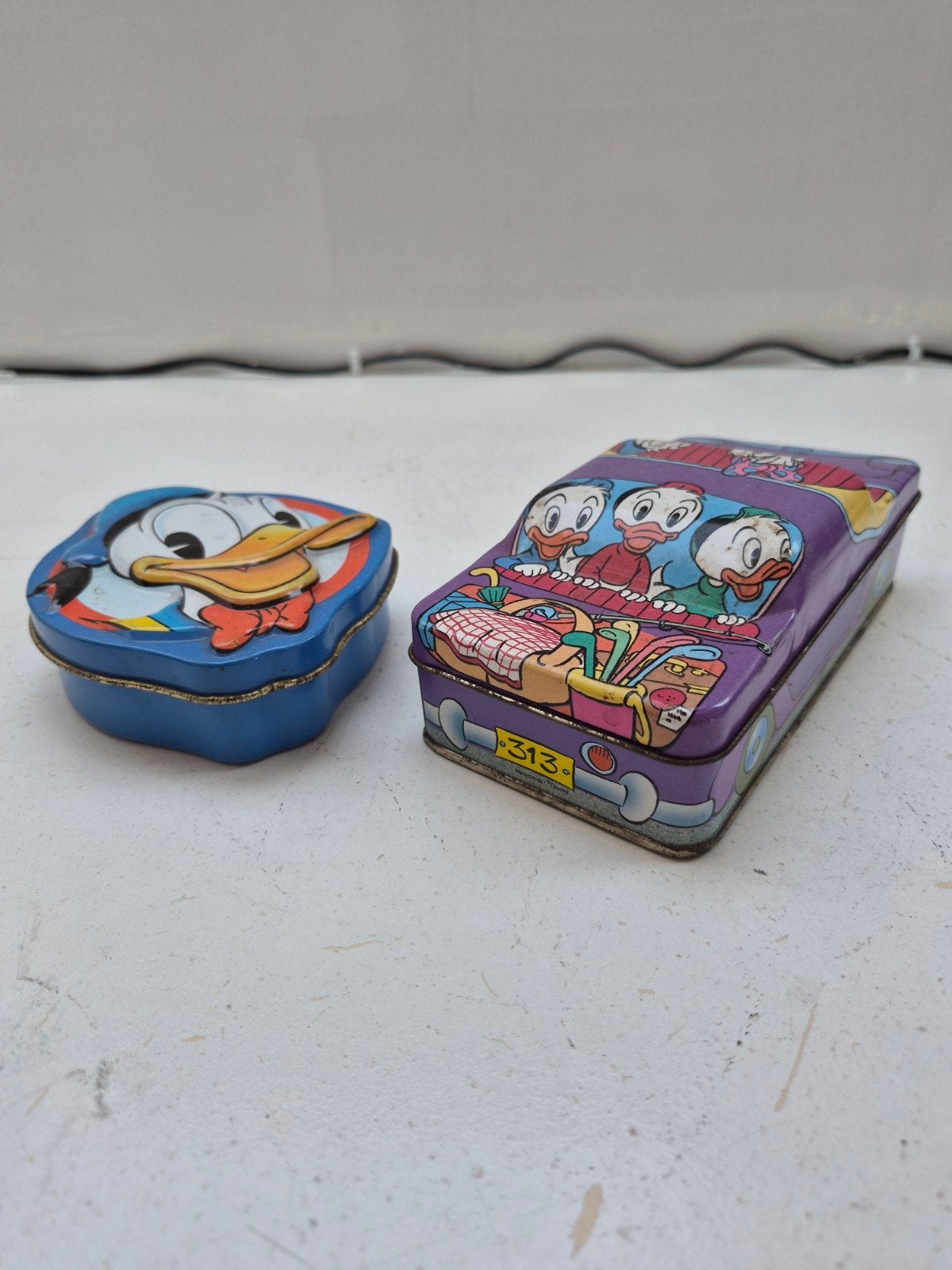 2 Disney verzamelblikken: Donald Duck en Kwik, Kwek & Kwak, Ophalen of Verzenden, Gebruikt, Overige, Overige merken