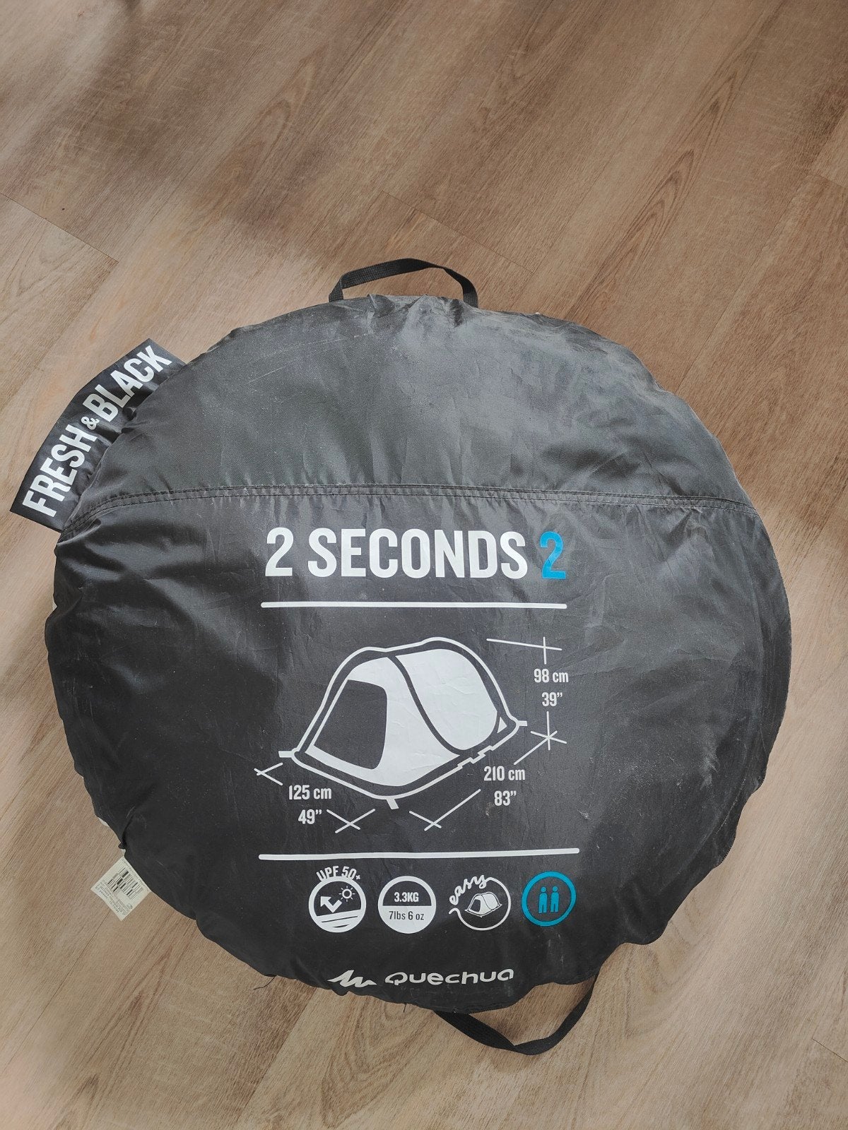 Quecha pop-up tent 2 persoons fresh and black, Caravans en Kamperen, Tenten, Ophalen, Zo goed als nieuw, Tot en met 2