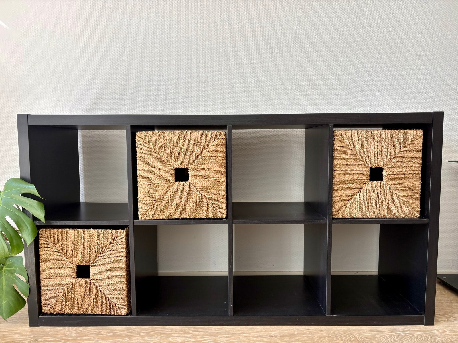 IKEA Kallax kast met 3 rieten manden, Ophalen, Gebruikt
