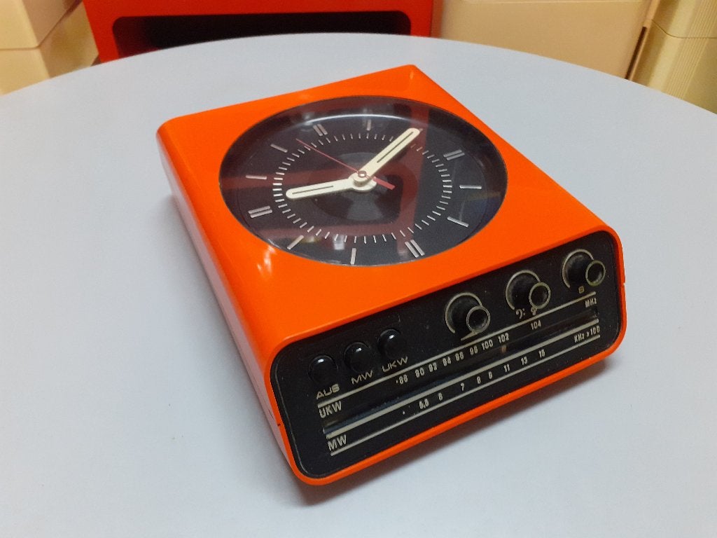 Europhon radio klok design Adriano Rampoldi jaren 70 retro, Europhon, ?, Wandklok, Gebruikt