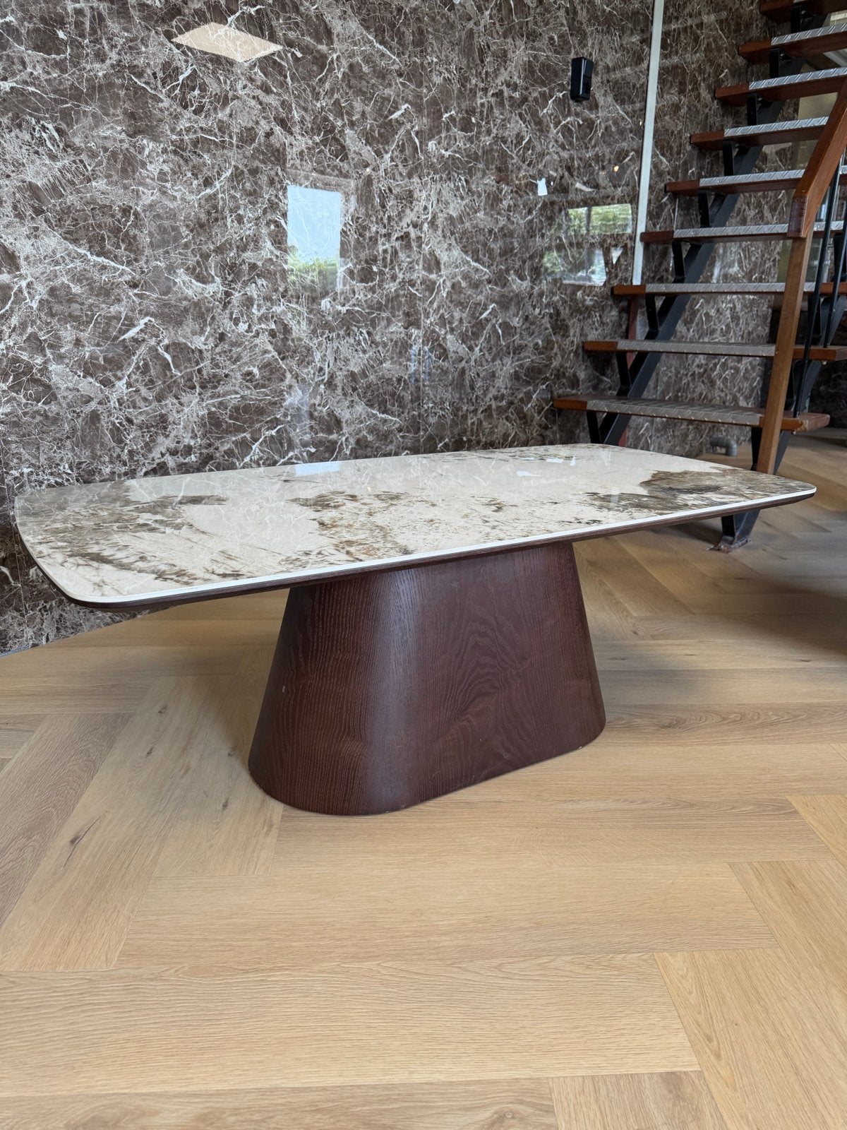 Salontafel Japandi look 130cm SHOWMODEL, Ophalen, Zo goed als nieuw, Rechthoekig