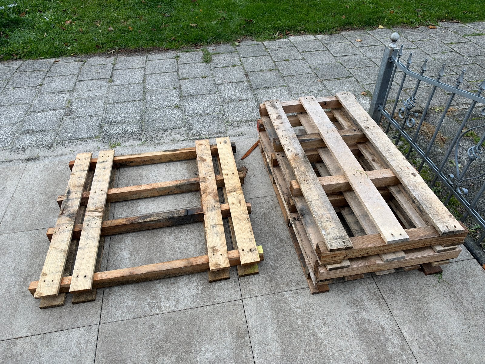 4x houten pallets, Ophalen, Gebruikt, Overige houtsoorten, Pallet