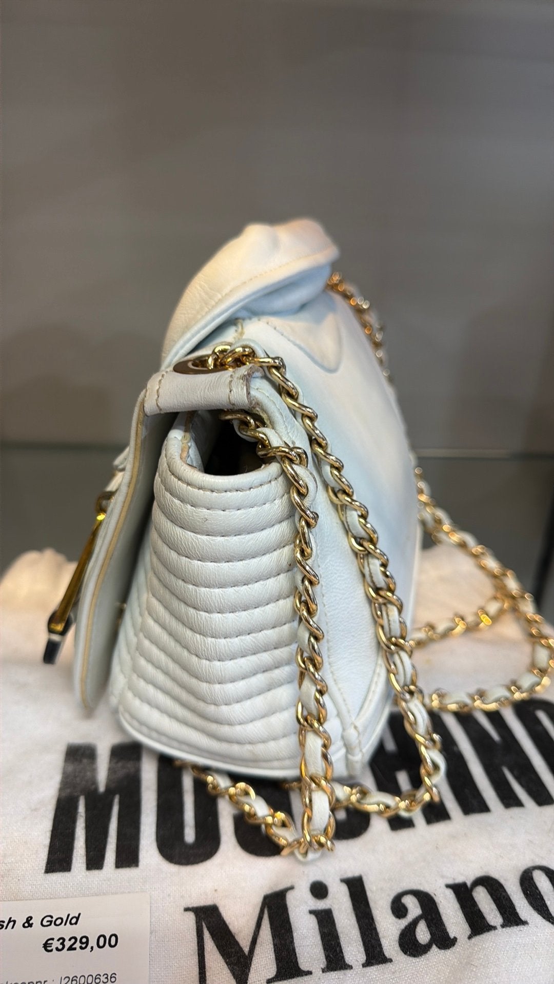 Moschino Milano Witte Biker Tas - Gebruikt, Moschino, Gebruikt, Wit, Ophalen of Verzenden