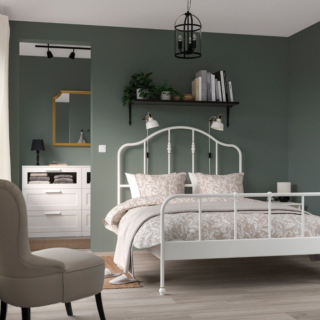 Leuk Ikea Bed Sagstua, Ophalen, Gebruikt, Wit, 140 cm