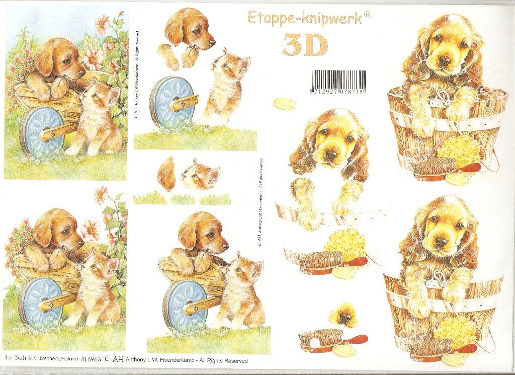 d27 knipvel le suh 416963 etappe knipwerk honden poesje, Ophalen of Verzenden, Nieuw, Dieren, Knipvel