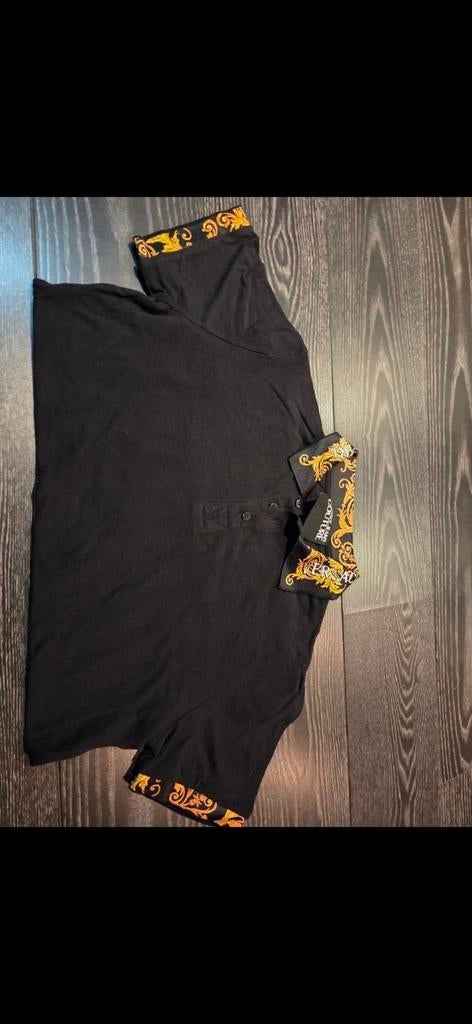 Versace Couture Polo Shirt Zwart met Gouden Details, Maat 48/50 (M), Zwart, Zo goed als nieuw, Versace Couture
