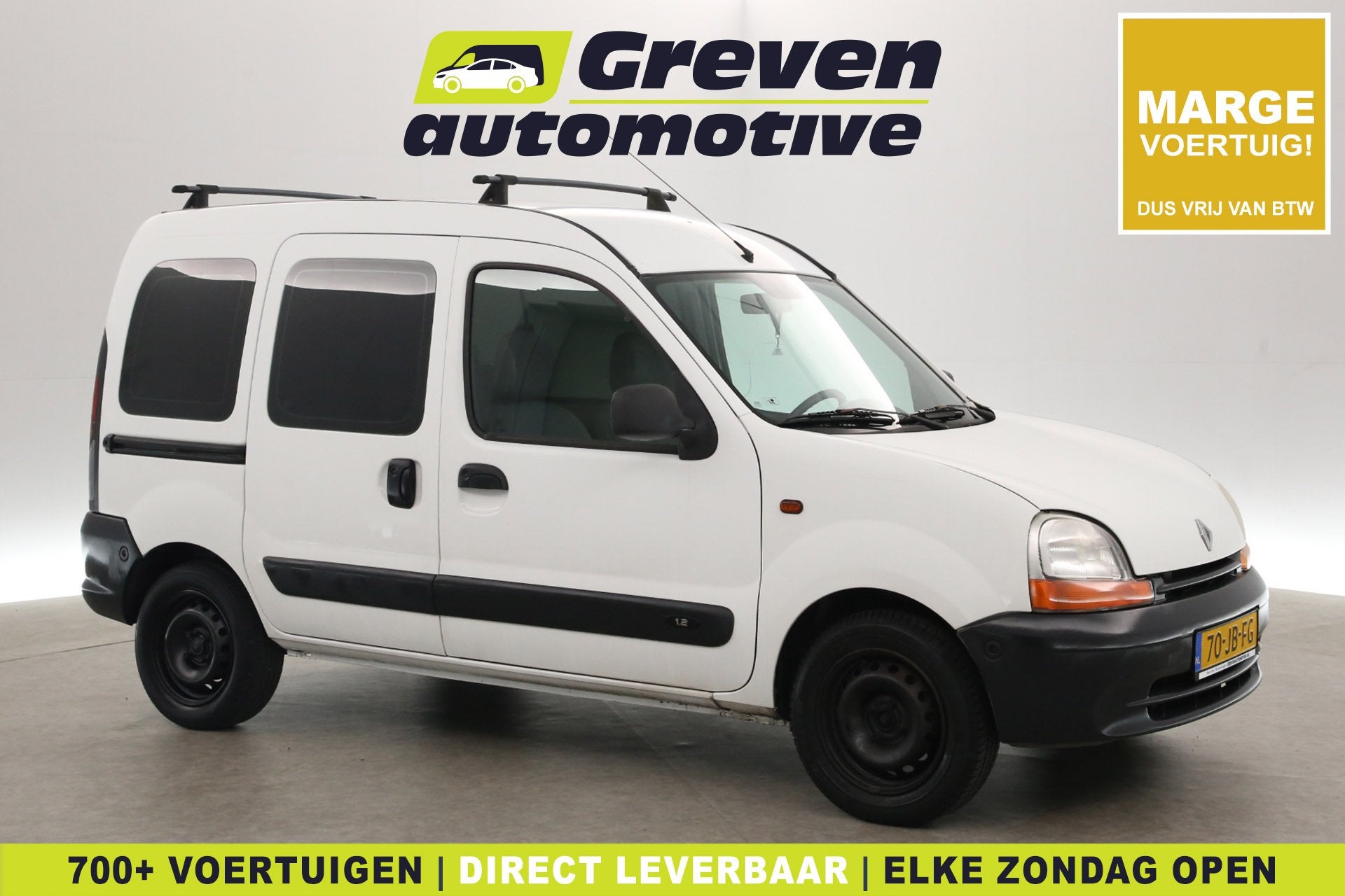 Renault Kangoo 1.2 | Marge | Schuifdeur | Radio (bj 2002), Auto's, Bestelauto's, Voorwielaandrijving, Stof, Wit, Bedrijf