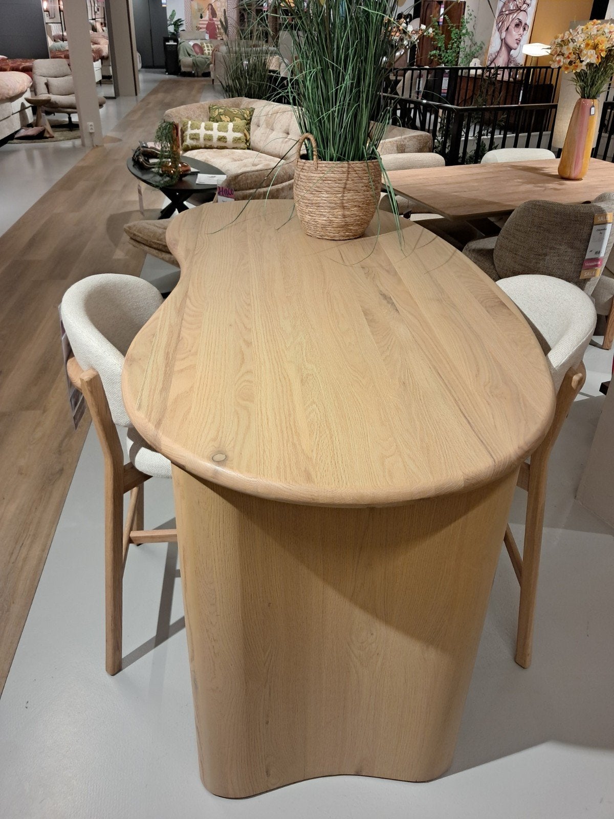 eikenhouten bartafel met 2 barkrukken SHOWMODEL, Ophalen, 100 tot 150 cm, 150 tot 200 cm, Eikenhout