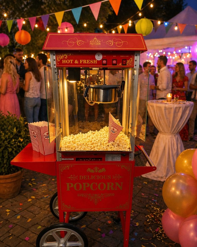 Te huur prachtige nostalgische popcornmachine, Ophalen, Zo goed als nieuw, Verjaardag