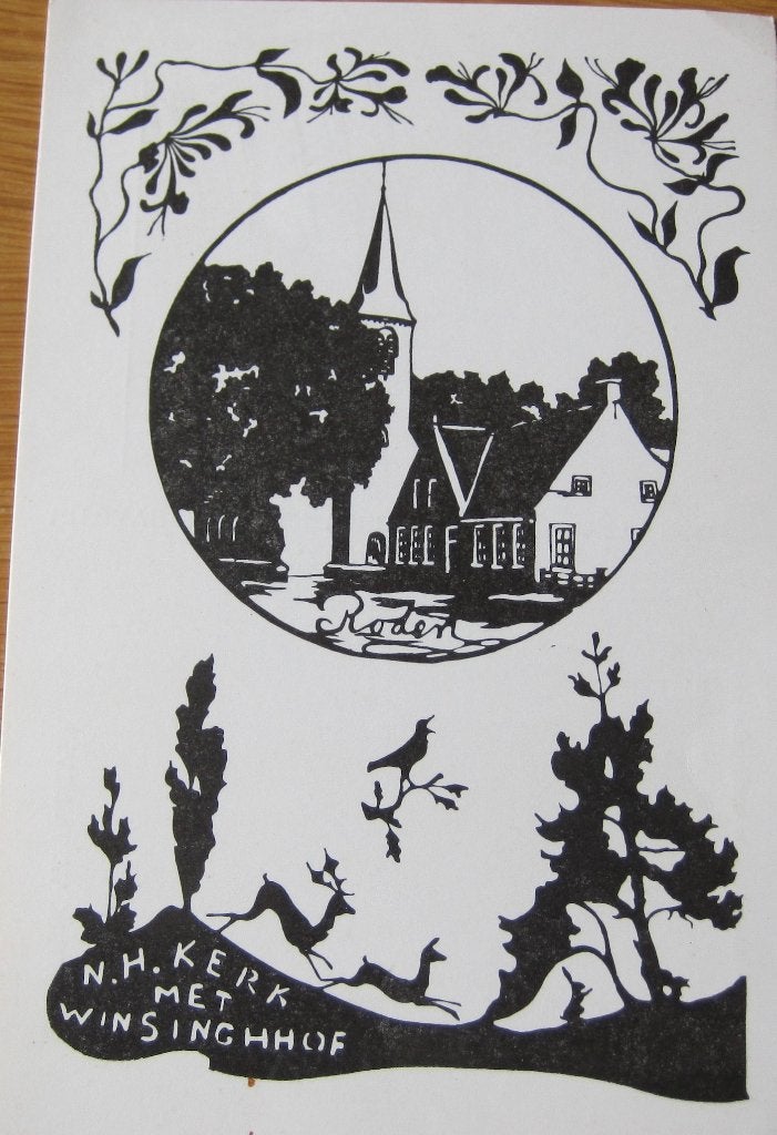 Knipkunst - knipwerk - Winsinghhof met N.H. Kerk in Roden, Ophalen of Verzenden, 1980 tot heden, Ongelopen, Overige thema's