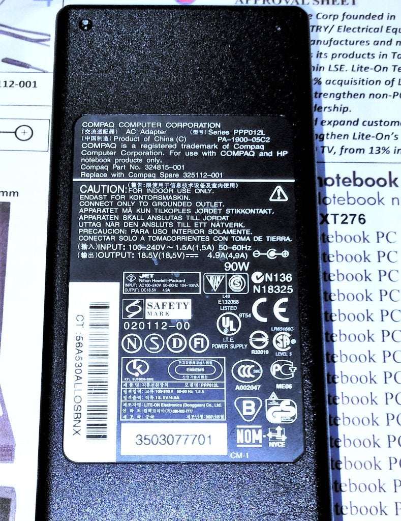 Compaq PPP012S HP PA-1900-05C2 18.5V 4.9A 90W Adapter Lader, Ophalen of Verzenden, Zo goed als nieuw, HP/Compaq
