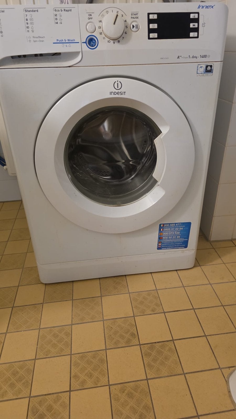 Indesit Innex Wasmachine 6kg - 1400 toeren, Ophalen, Zo goed als nieuw, Voorlader, Kort programma