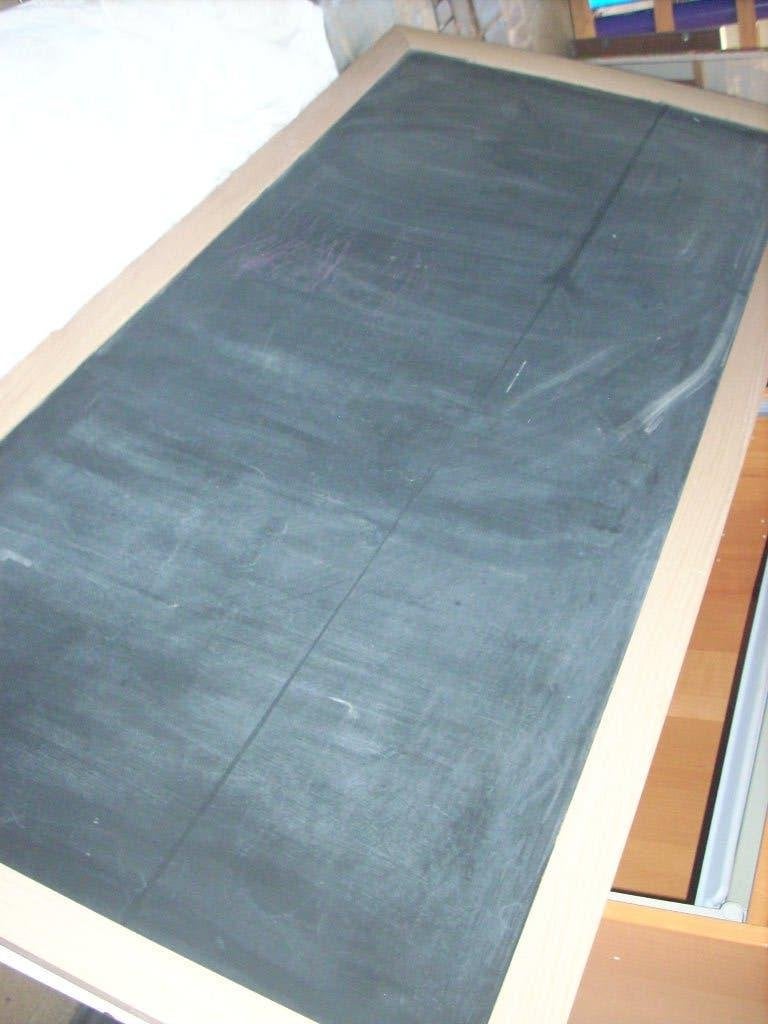 wand-krijtbord - zwart met houten omlijsting - afm:190x90 cm, Ophalen, Gebruikt, Krijtbord