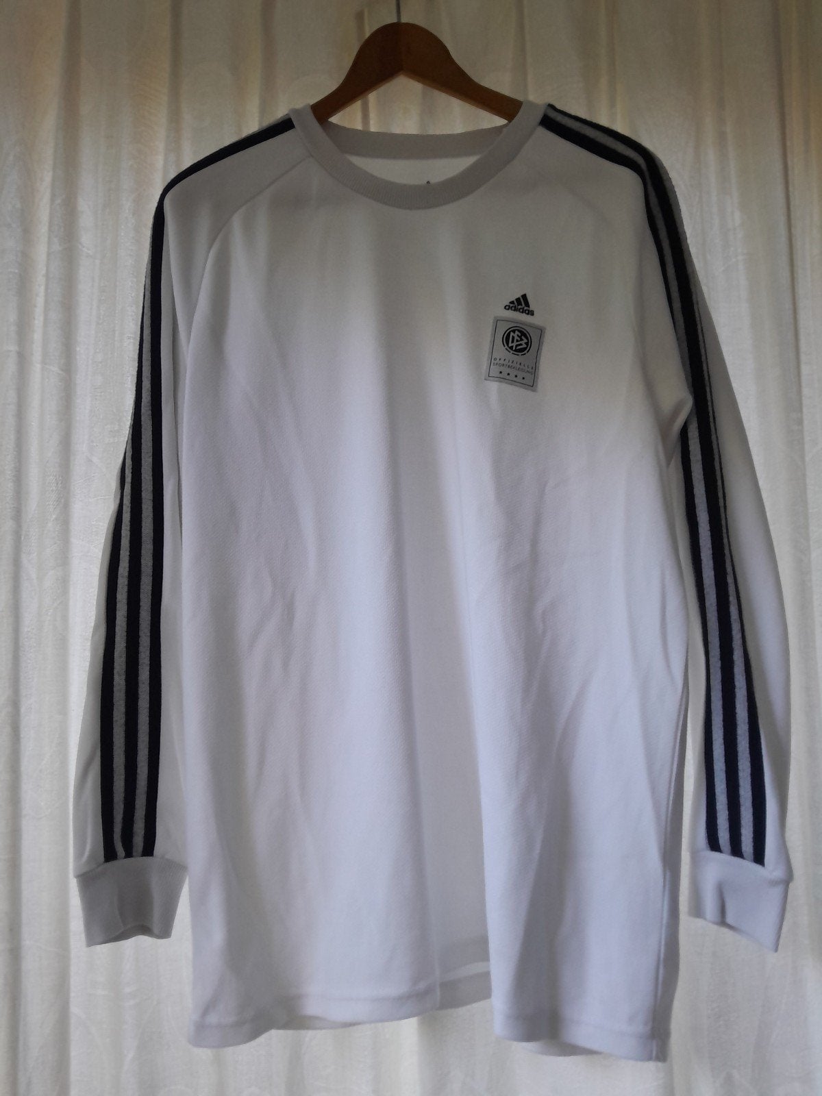 Adidas Sport Longsleeve - Wit met Zwarte Strepen, Maat 52/54 (L), Wit, Ophalen of Verzenden, Zo goed als nieuw