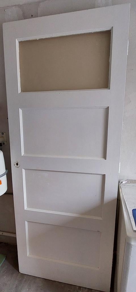 Deur met glas 201x82,3x3,5cm, Ophalen, Gebruikt, 80 tot 100 cm, Binnendeur