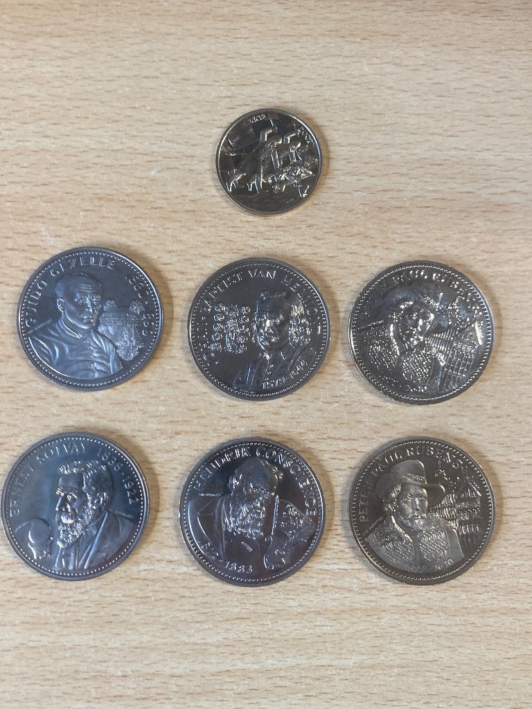 Lotje grote penningen België (7 stuks), Ophalen of Verzenden, Overige materialen, Buitenland