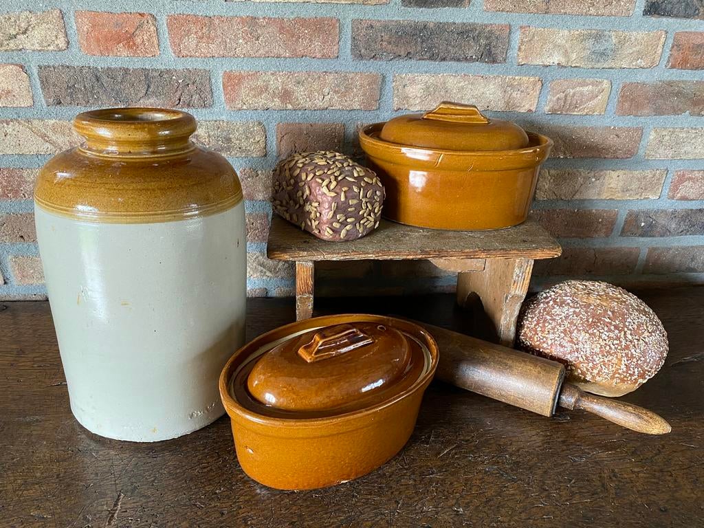Brocante  Engels steengoed, grote pot/pate schalen, Antiek en Kunst, Antiek | Keramiek en Aardewerk, Ophalen of Verzenden