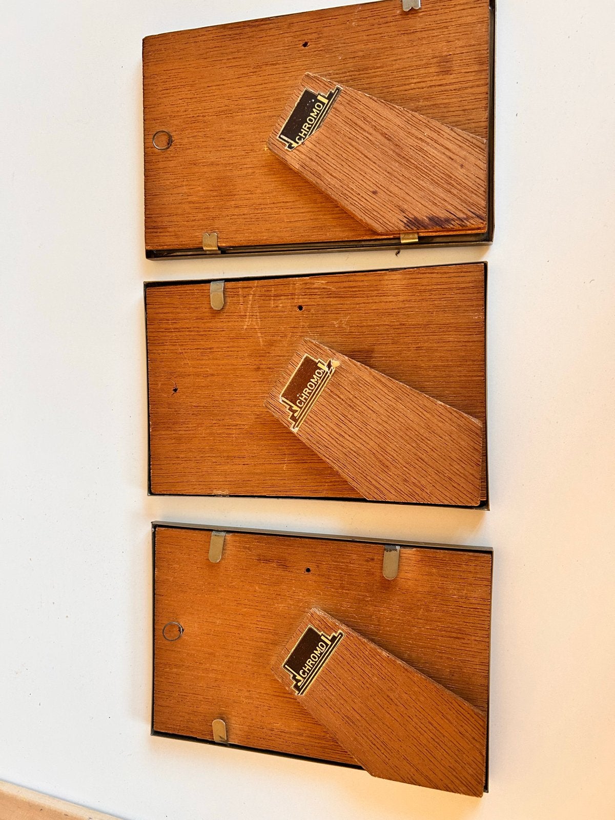 Set van 3 fotolijstjes - Chromo (1 met bollend glas), Huis en Inrichting, Woonaccessoires | Lijsten, 14 cm, Gebruikt, Hangend