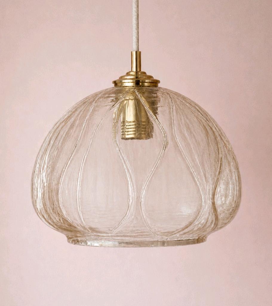Vintage hanglamp amberkleur | Bubble lamp, Ophalen of Verzenden, Glas