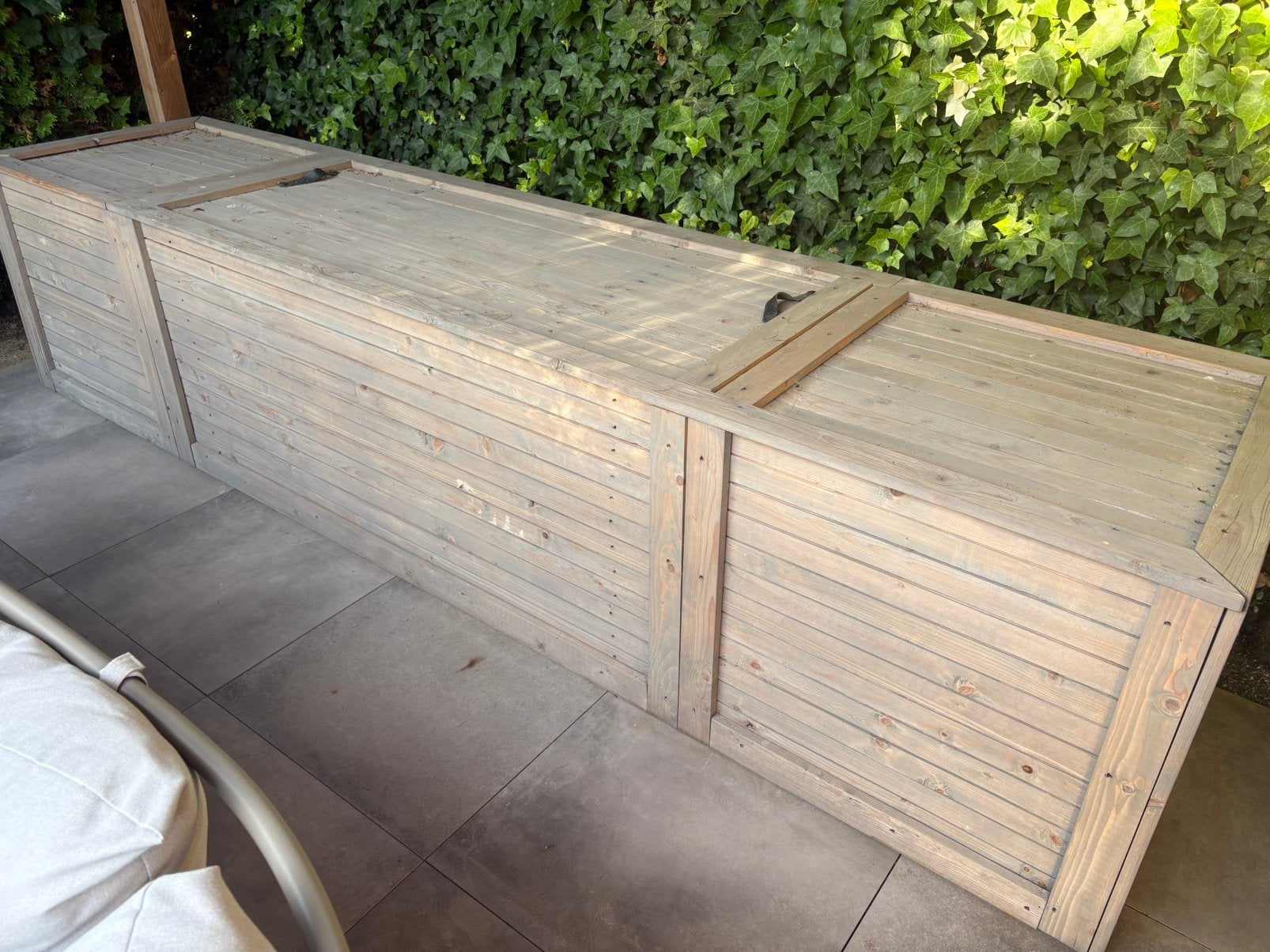 Grote houten opbergkist voor tuinkussens, Tuin en Terras, Ophalen, Zo goed als nieuw, Hout, Overige typen
