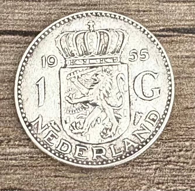 Zilveren 1 Gulden Koningin Juliana 1955, 1 gulden, Koningin Juliana, Zilver, Ophalen of Verzenden