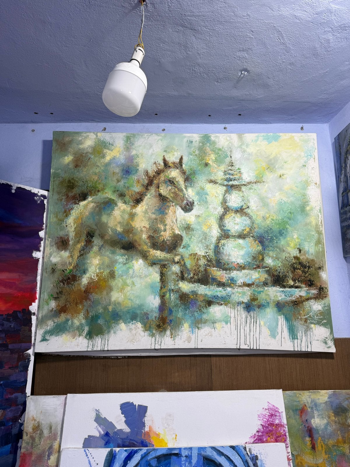 Uniek Handgeschilderd Paard Schilderij met Certificaat, Ophalen, Echtheidscertificaat, Dieren