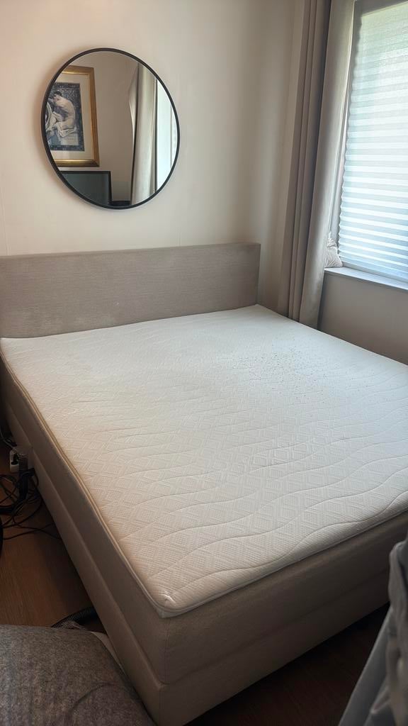 Beige Boxspring 180x200cm met Hoofdbord, Huis en Inrichting, Slaapkamer | Boxsprings, Ophalen, Gebruikt, Beige, Tweepersoons