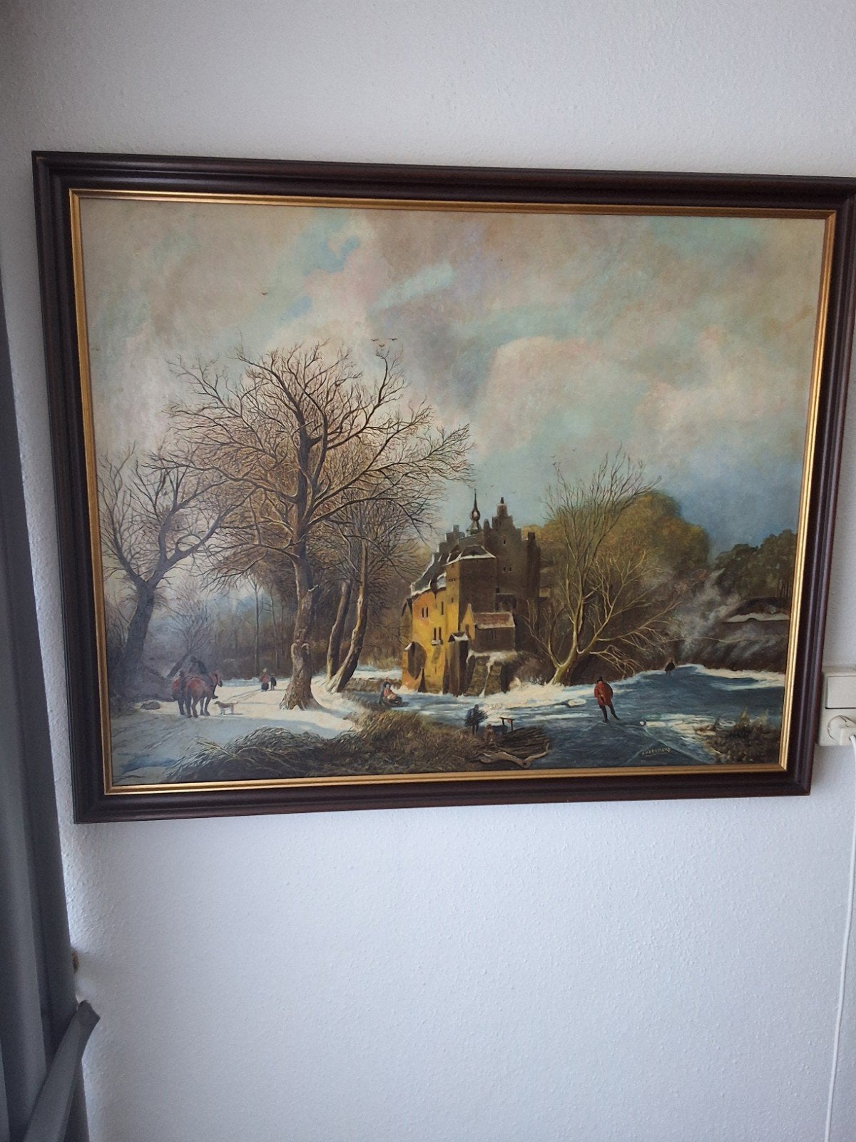 GROOT SCHILDERIJ  WINTER, Antiek en Kunst, Ophalen