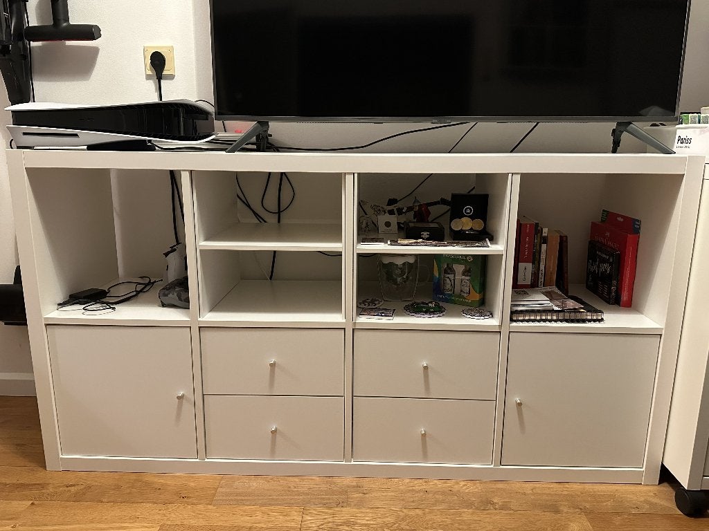 IKEA KALLAX 4x2 kast / tv-meubel wit, met lades en deuren, Ophalen, Overige materialen, 100 tot 150 cm, Zo goed als nieuw