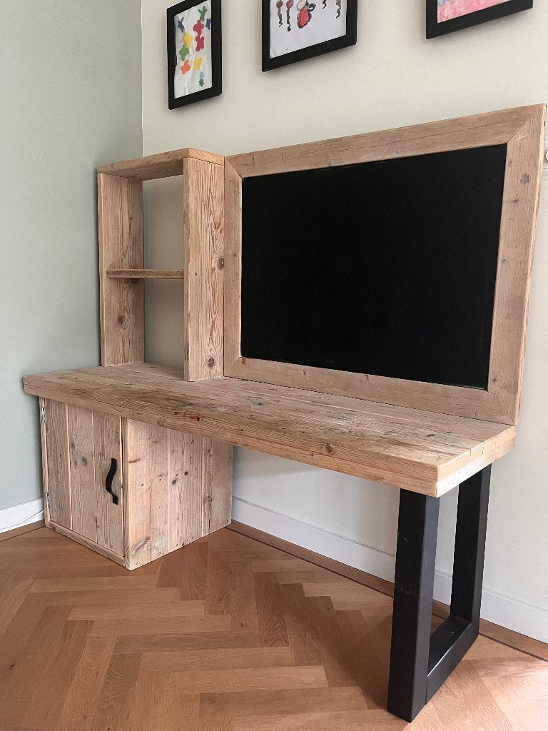 Kinderbureau steigerhout, Huis en Inrichting, Ophalen, Demontabel, Gebruikt, 150 cm