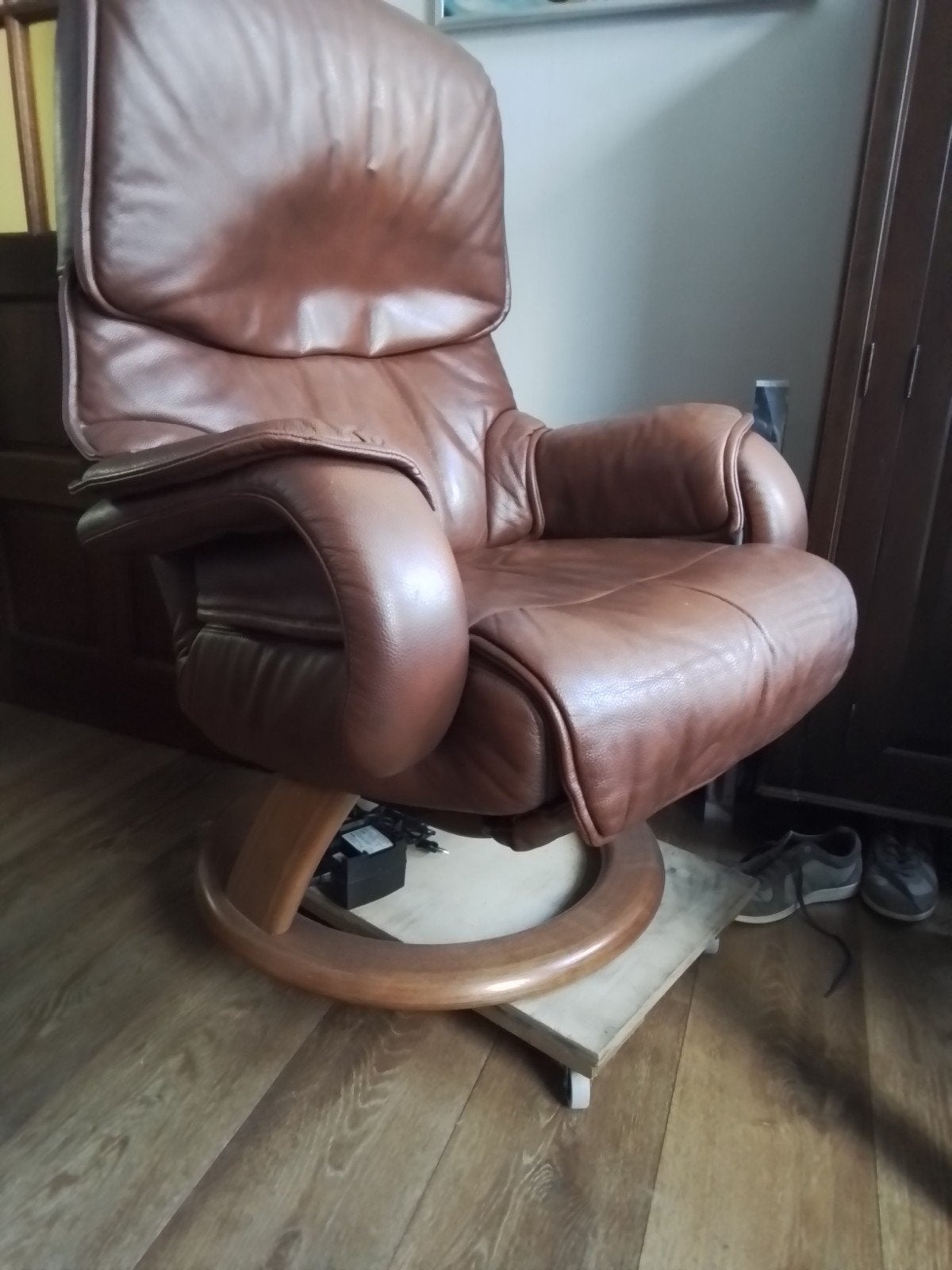 relax fauteuil, Huis en Inrichting, Fauteuils, Ophalen, Gebruikt, 50 tot 75 cm, Leer