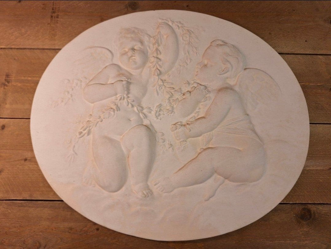 Decoratief reliëf met twee engeltjes - 69x58 cm, Ophalen