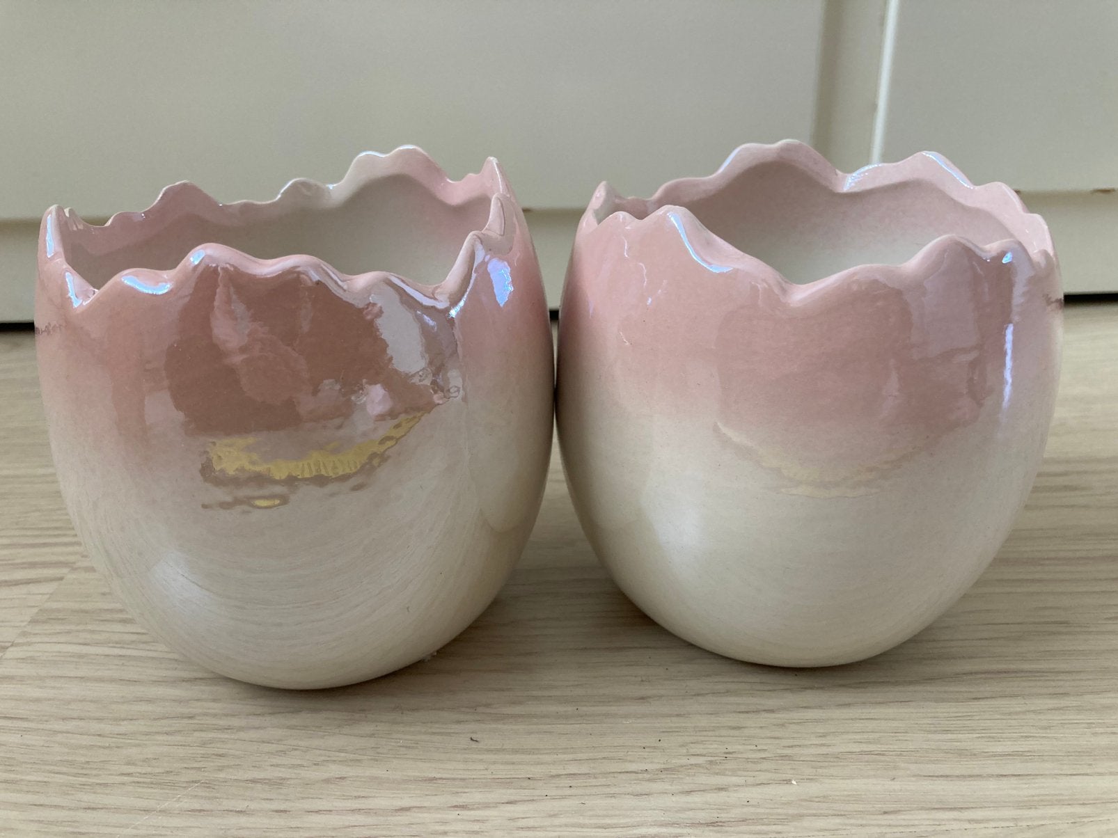 2 Intratuin crème roze bloem-/ plantpotten, Rond, Nieuw, Ophalen of Verzenden, Aardewerk