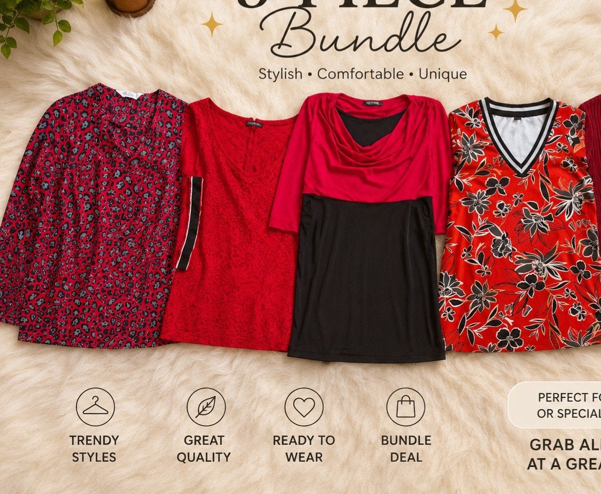 4-delige topset: rood, zwart, bloemen & dierenprint, Verpass, Studio Untold, Maat 42/44 (L), Ophalen of Verzenden, Zo goed als nieuw