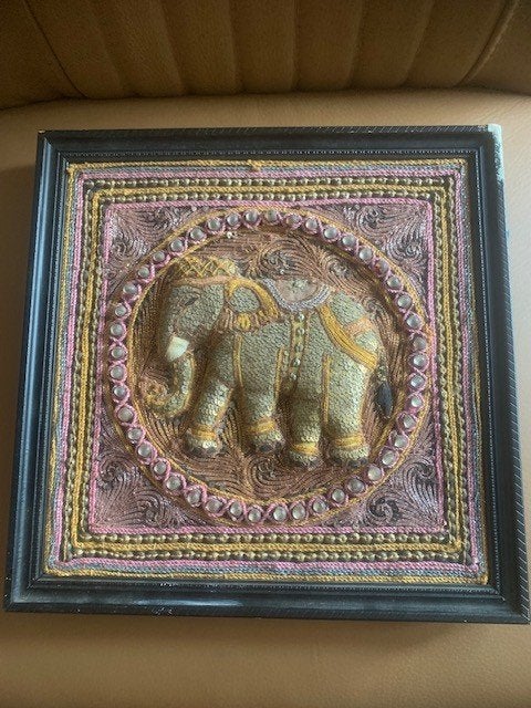 Antiek wandkleed / kalaga olifant, Ophalen of Verzenden