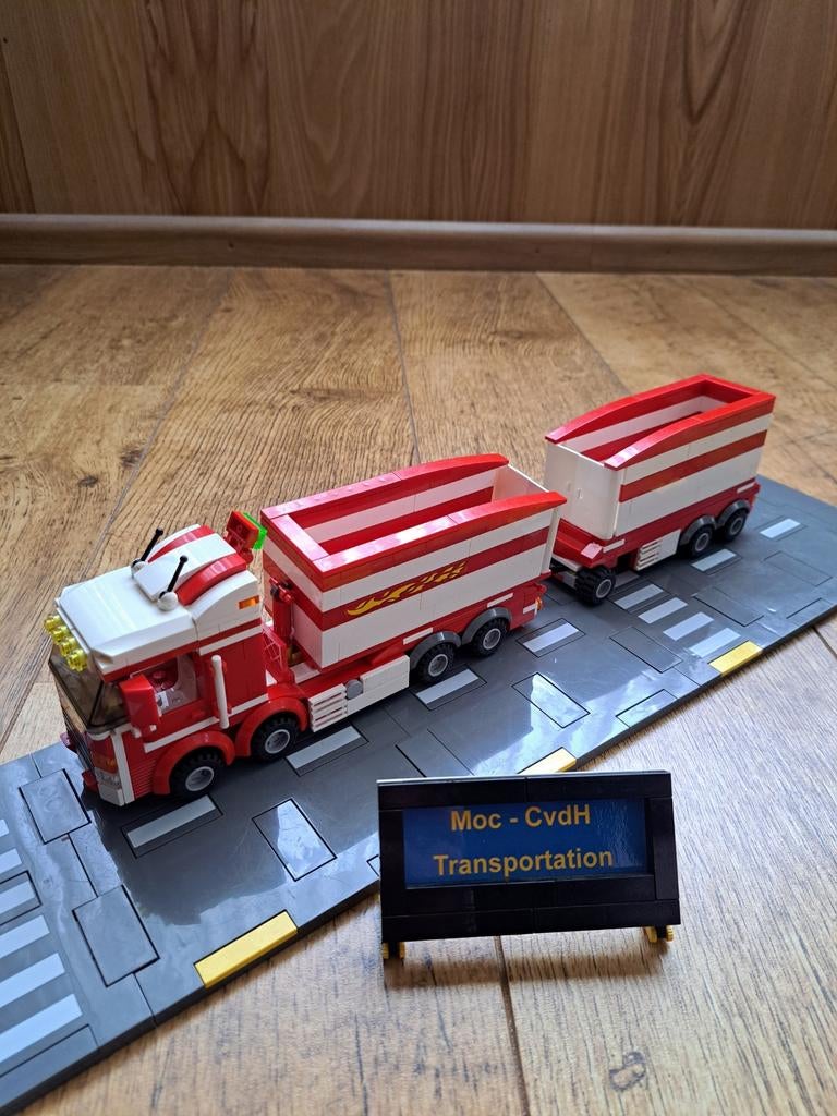 Lego City MOC container transporter met aanhanger + 2 bakken, City, Lego, Ophalen of Verzenden, Zo goed als nieuw